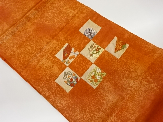 JAPANESE NAGOYA OBI / WOVEN BANGASA UMBRELLA PATTERN